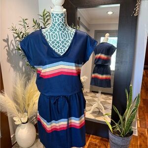 New Amazon Basics Striped Navy Mini Dress L